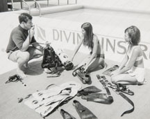 Barbara Perdue and Donnie Carrol get checked out for a reef dive