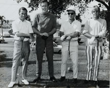 left: Dave Mars (football pro). 3rd from left: Roger Baker (owner of boston ruins