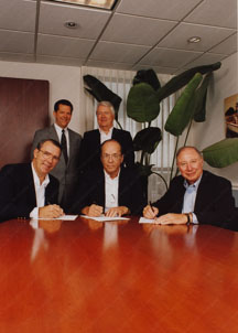 The New Ocean Reef Club, 1993:  front: Tom Davidson, Bob Kilby, Chris Hewitt, Attorney Tom Hanson, Alan Goldstein